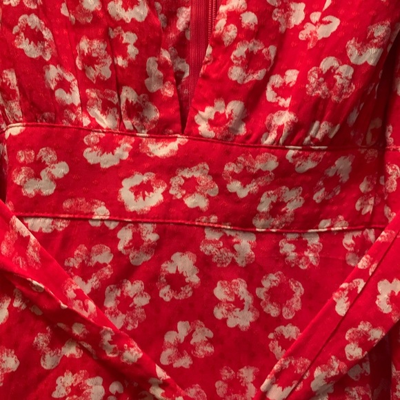 Lulus Garden Explorer Red Floral Print Mini Dress Long V Cut  Belted Sz XS - Picture 6 of 14